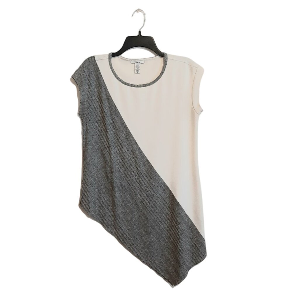 Bar III Gray and White Angled Dress
